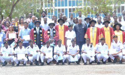 Mr Joseph Bukari Nikpe [fifth from right] with the management Staff of RMU and the Students Photo Okai Eizabeth
