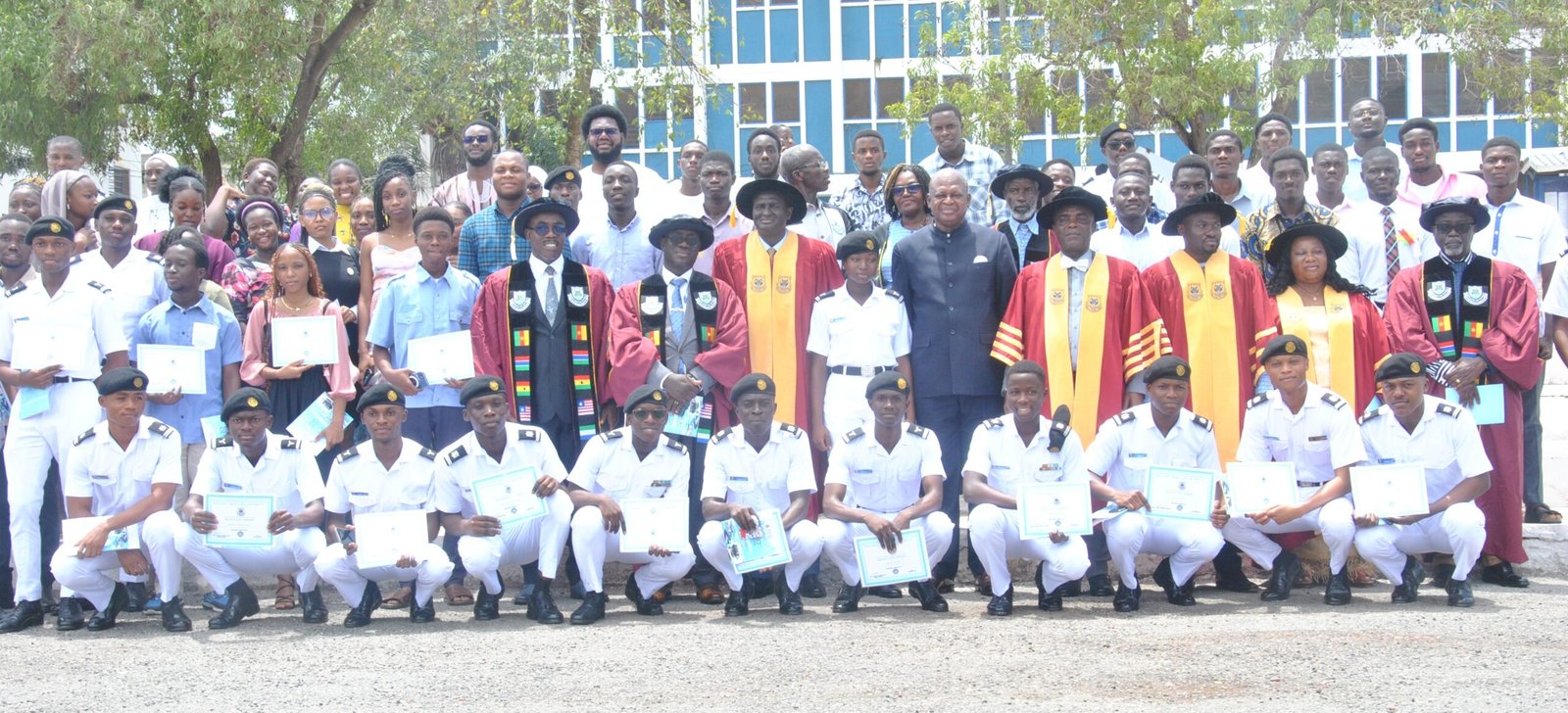 Mr Joseph Bukari Nikpe [fifth from right] with the management Staff of RMU and the Students Photo Okai Eizabeth