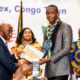 • President Bokai, Sr, presenting the overall best student award to David Ankrah of Hope College