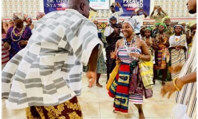 • Members of the congregation dancing Agbadza