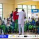 Mr Newton with some BECE candidates