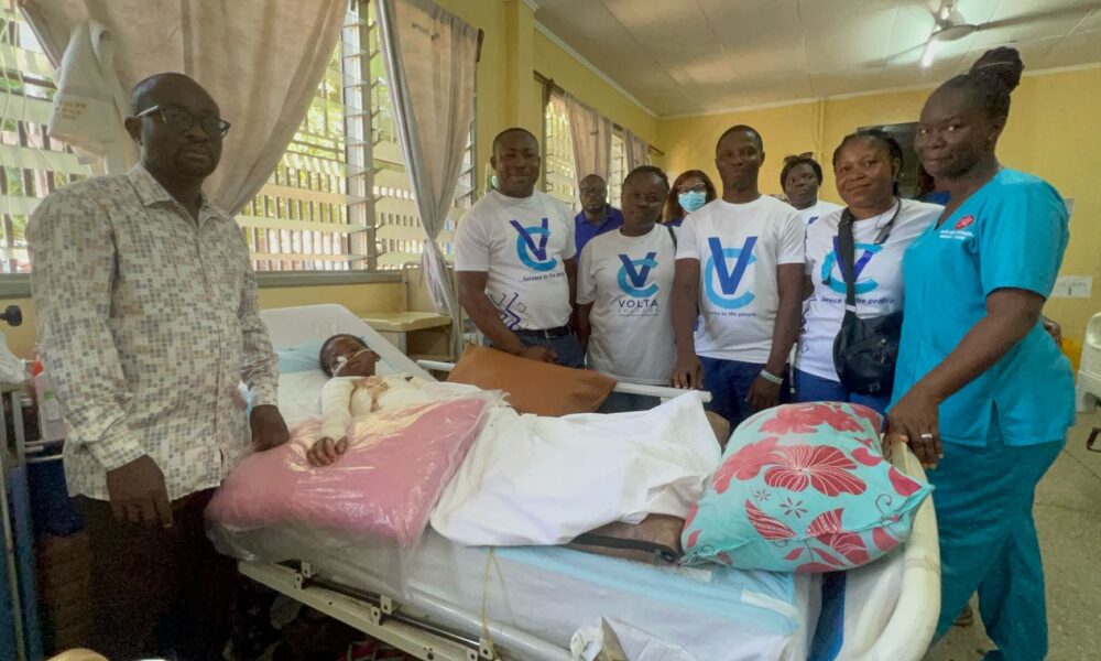 Some members of the foundation with Mr Dumevi and a staff of the hospital