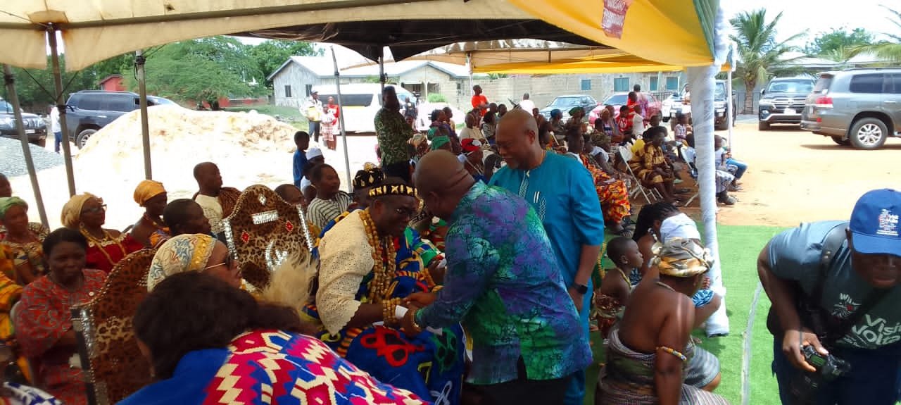 Mr Gunu and Mr Segbefia exchanging pleasantries with the chiefs