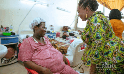 Mrs Mahama interacting with an expectant mother