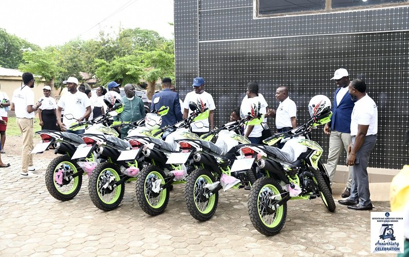 • Some of the motorbikes donated to the church