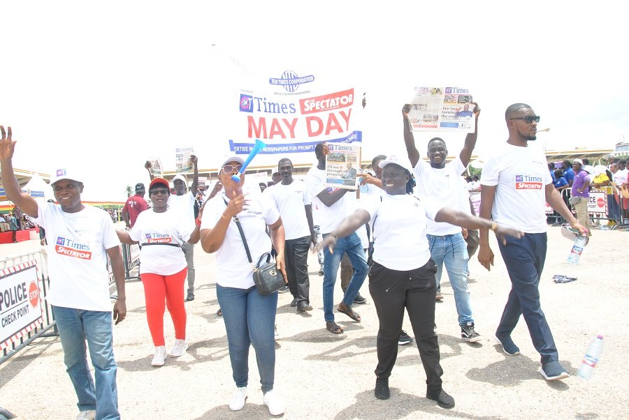 Staff of New Times Corporation marching Photos Okai Elizabeth.