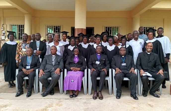 • The Synod Moderator of Dayi Presbytery of the EP Church, Rev Wisdom Seloame Alorvi (sitting 3rd from right) in a group picture with participants
