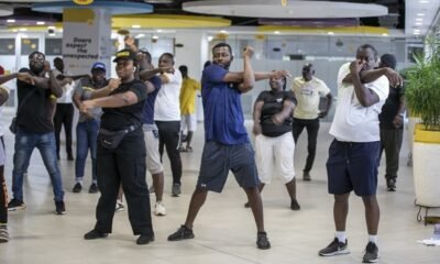 A section of the participants stretching during the aerobic session
