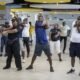 A section of the participants stretching during the aerobic session