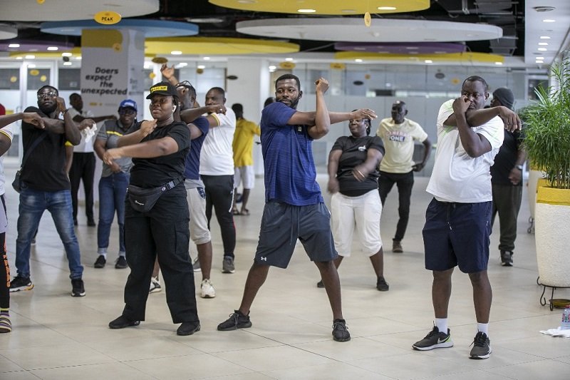 A section of the participants stretching during the aerobic session