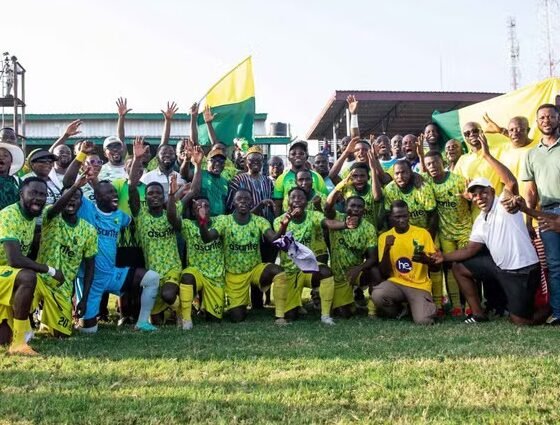 Bibiani GoldStars celebrate their title triumph last Sunday