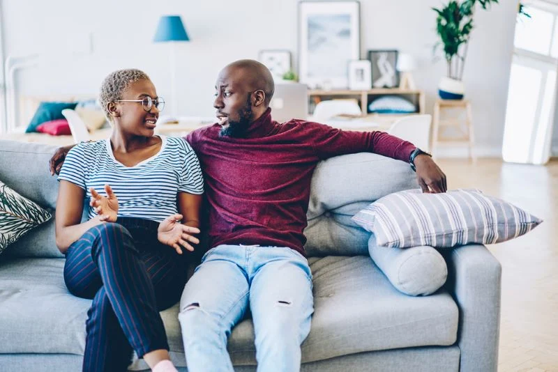• A married couple communicating