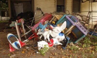Some broken playground equipment
