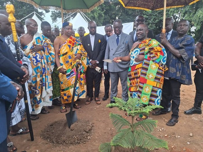 • Ag Chief Justice-Baffoe-Bonnie and Paramount Chief of Sampa cutting sod
