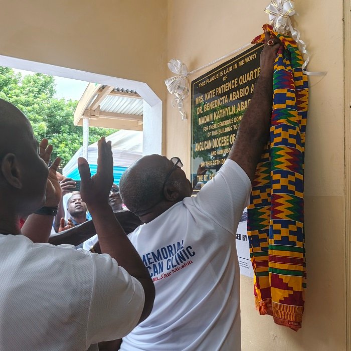 • Anglican Bishop of Koforidua Diocese, Rt. Rev. Felix Annancy and other dignitaries inaugurating the clinic