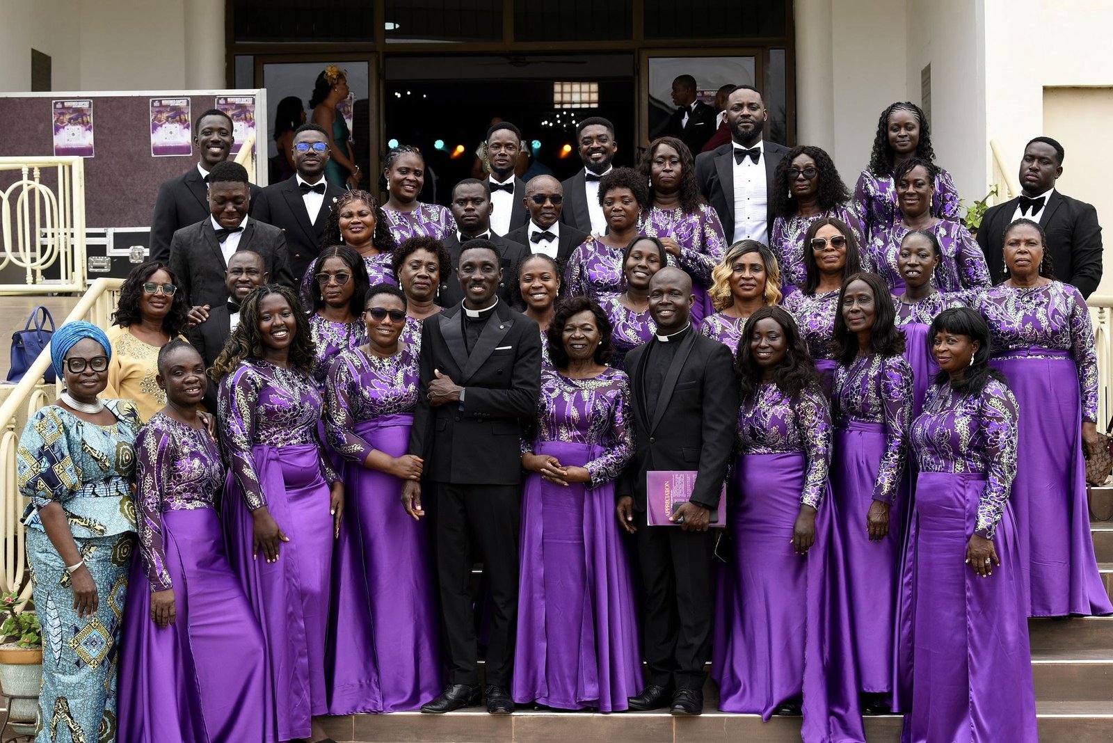 A group photograph of the Choir. With them are Rev Abu Ibrahim (middle) and Mrs Comfort (Owusu) first left, wife of Rev Isaac Owusu, former Head Pastor of RBC
