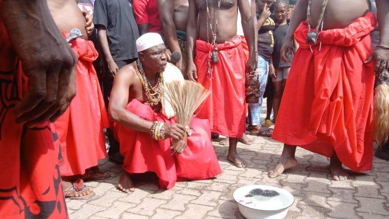 A spiritualist performing a rite