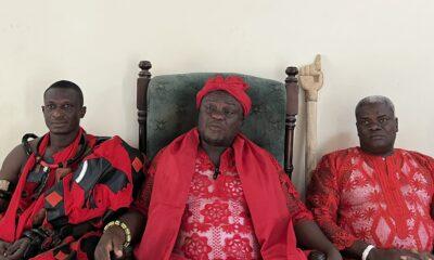 Nii Tunma seated (first from left) Nii Tackie Oblie (middle) and one of the traditional leaders of the family