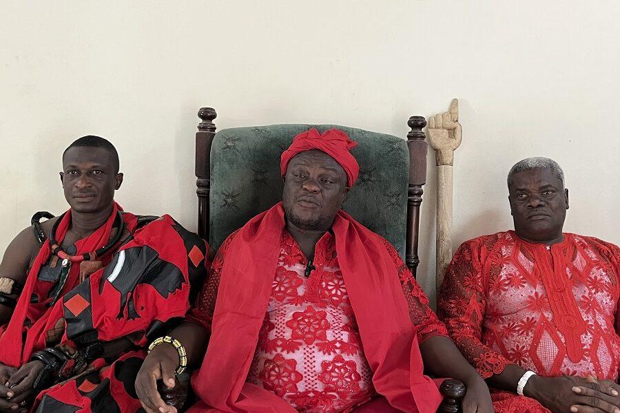 Nii Tunma seated (first from left) Nii Tackie Oblie (middle) and one of the traditional leaders of the family