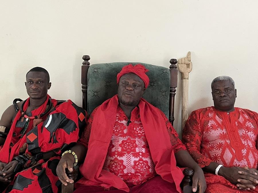 Nii Tunma seated (first from left) Nii Tackie Oblie (middle) and one of the traditional leaders of the family