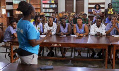 Unicef rep engaging some students