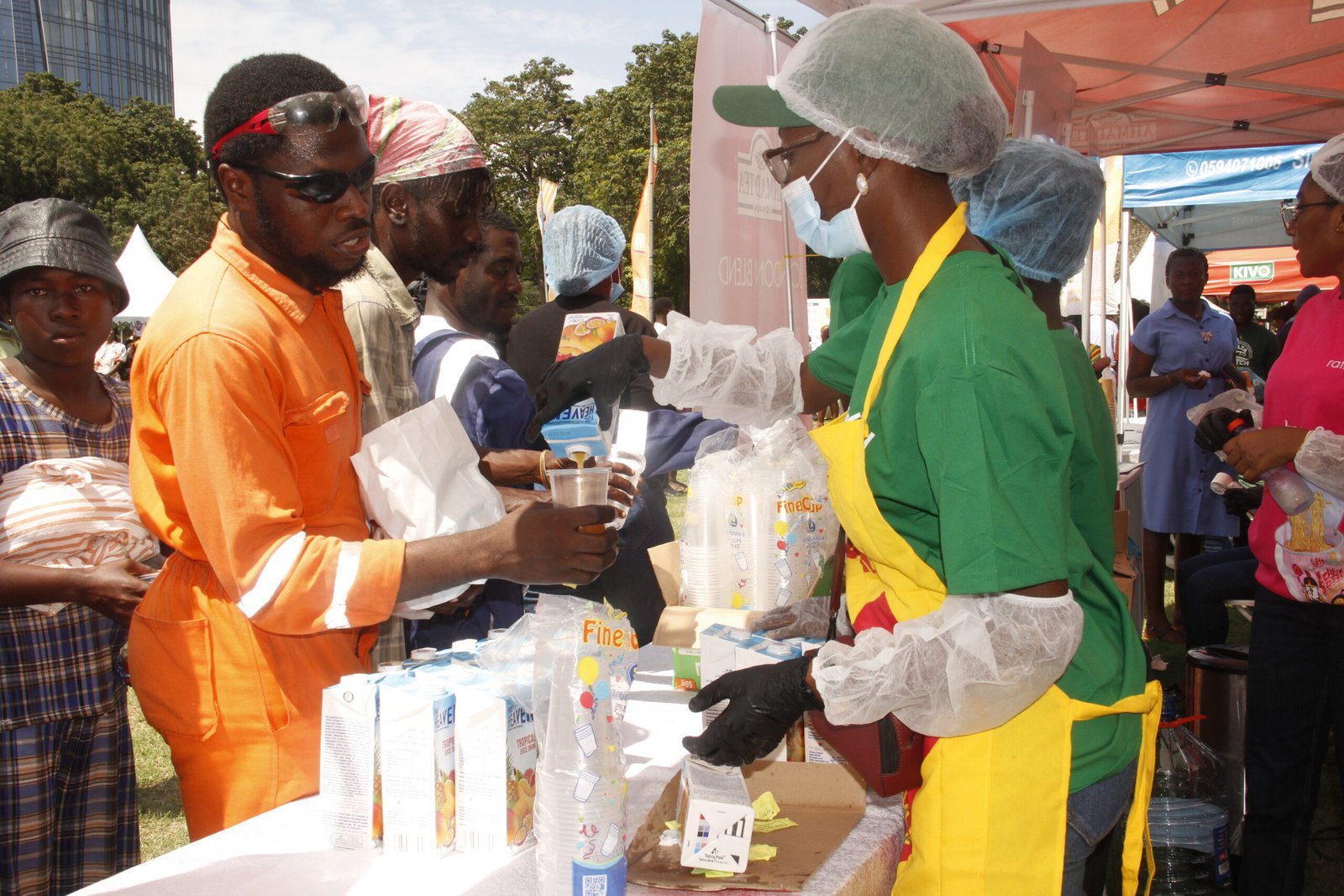 A man served with a beverage