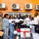 • Nana Ama MacBrown presenting the equipment to the medical authorities