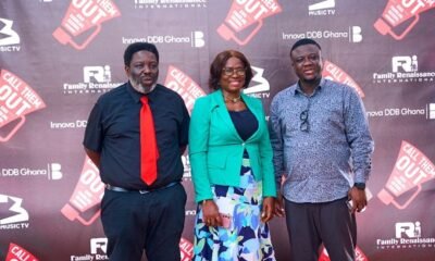 • From left, Dr Kenneth Hammond-Aryee, COO - Innova DDB Ghana, Rev. Mrs Catherine Onwioduokit, Founding President - FRI and Cyril Gockel, Head, Brands and Marketing - 3Music TV.