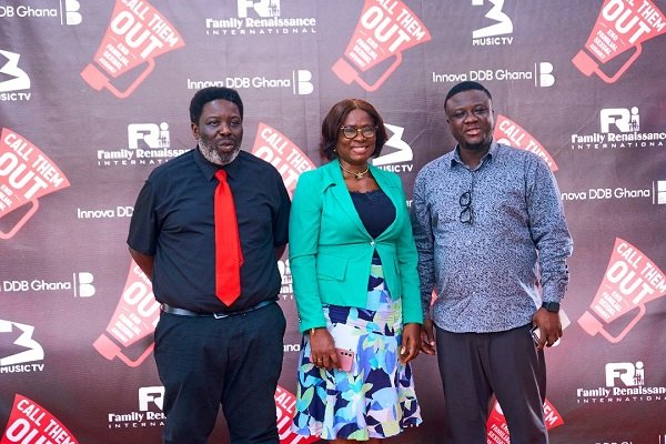 • From left, Dr Kenneth Hammond-Aryee, COO - Innova DDB Ghana, Rev. Mrs Catherine Onwioduokit, Founding President - FRI and Cyril Gockel, Head, Brands and Marketing - 3Music TV.
