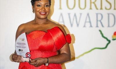 Mrs Lawrencia Sarhene with her award