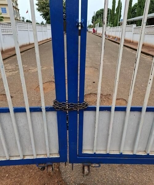• The locked up gates to the A.R.S Church premises at Tadzewu