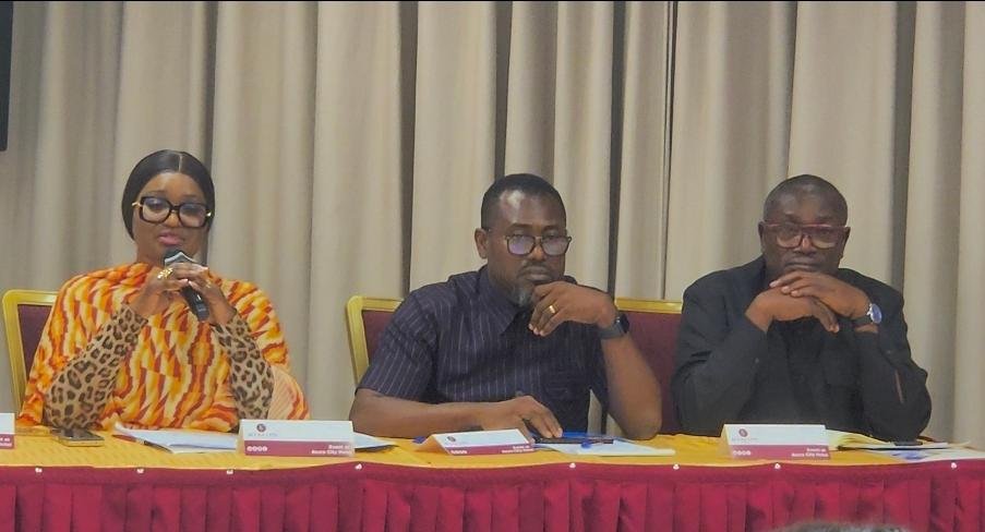 • GTA Boss with her deputy GTA boss (Abeiku Aggrey) addressing the media