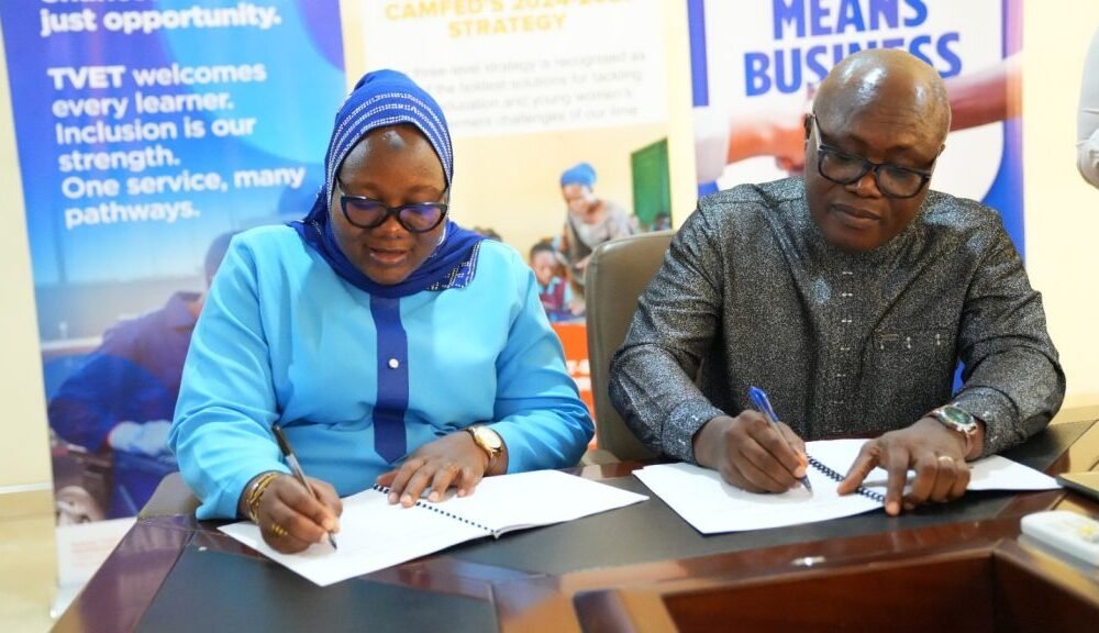 • Representatives of the two organisations signing MoP