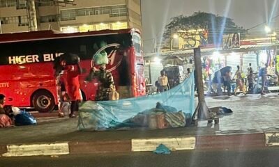 Some homeless people sleeping under the Kwame Nkrumah Interchange