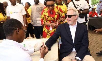 Mr Blewett checking his vitals