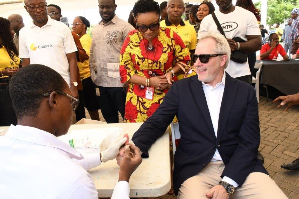 Mr Blewett checking his vitals