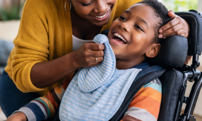 A mother taking care of her special need child