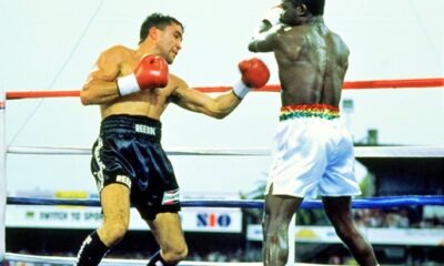 Azumah and Fenech in a bout