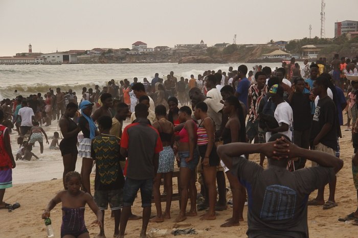 One of the crowded scenes at the beach