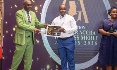 Rev Offei receiving his award