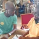A child going through an eye screening
