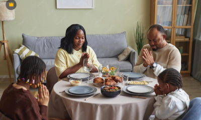 A family celebrating their mother