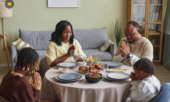 A family celebrating their mother