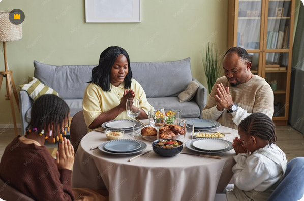 A family celebrating their mother