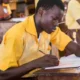 A pupil of government school wirting exams