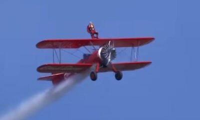 British man standing on the aeroplane