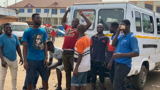 Drivers at a lorry station