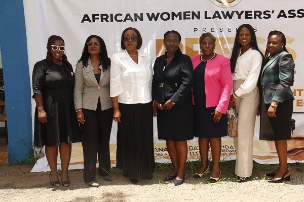 Ms Effiba Amihere [middle] with some members of the Association after press conference Photo Okai Elizabeth.