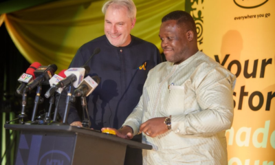 Stephen Blewett and Samuel Nartey George jointly launching MTN Ghana’s 30th Anniversary celebrations