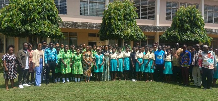 A group photo of Dr Alhassan and Officials from CNC and students and teachers from the various competing schools during the launch